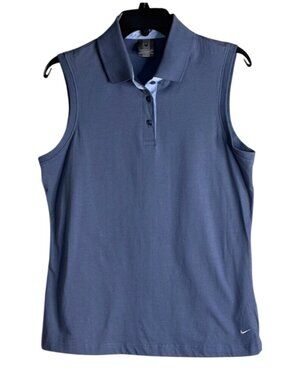 Nike Golf Women's Sleeveless Polo Shirt Blue Collared Size Medium